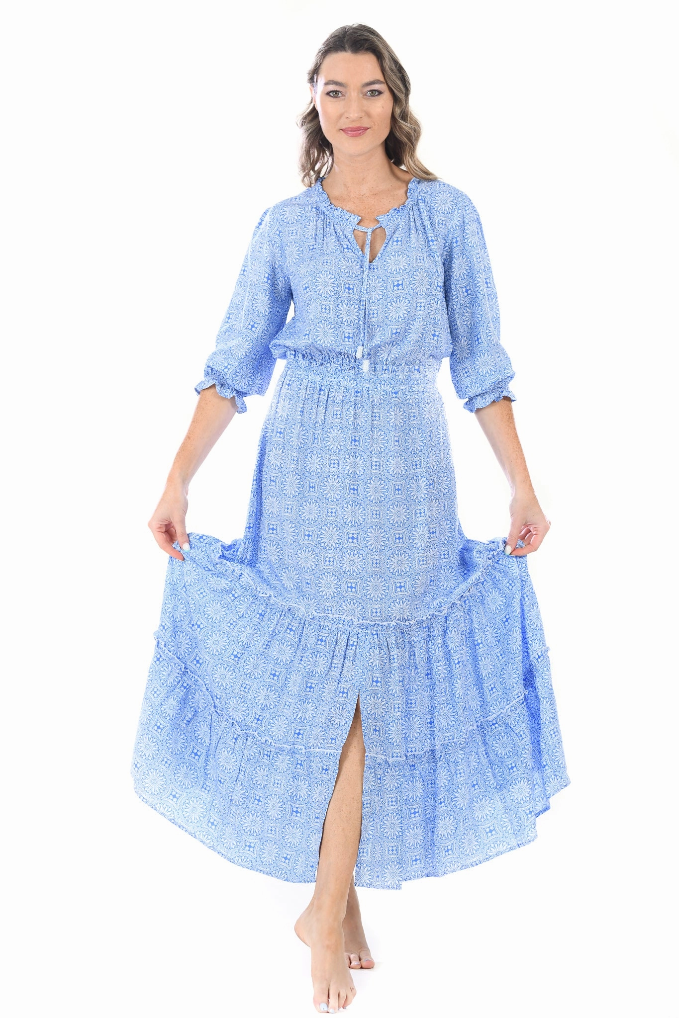 Daytime Mood Coffee Break Eliza Dress / Periwinkle Medallion