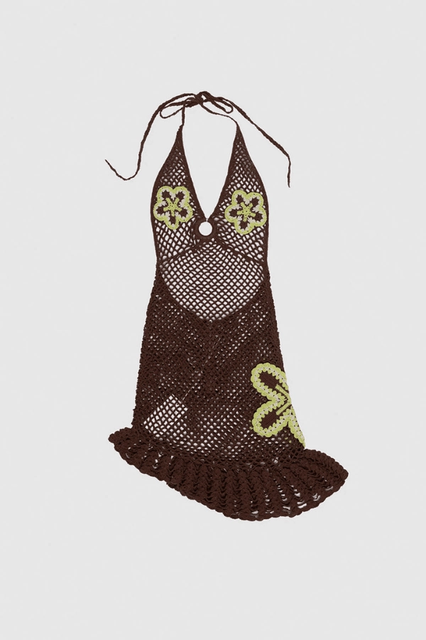 Urban Favorite Elke Crochet Mini Dress Cocoa