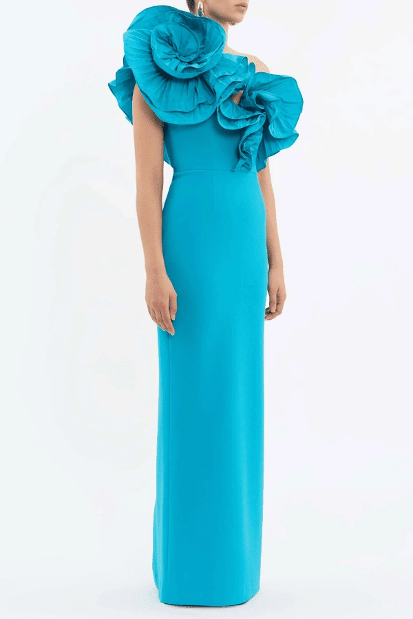Lace-Trim Easy Tones Ella Gown Blue