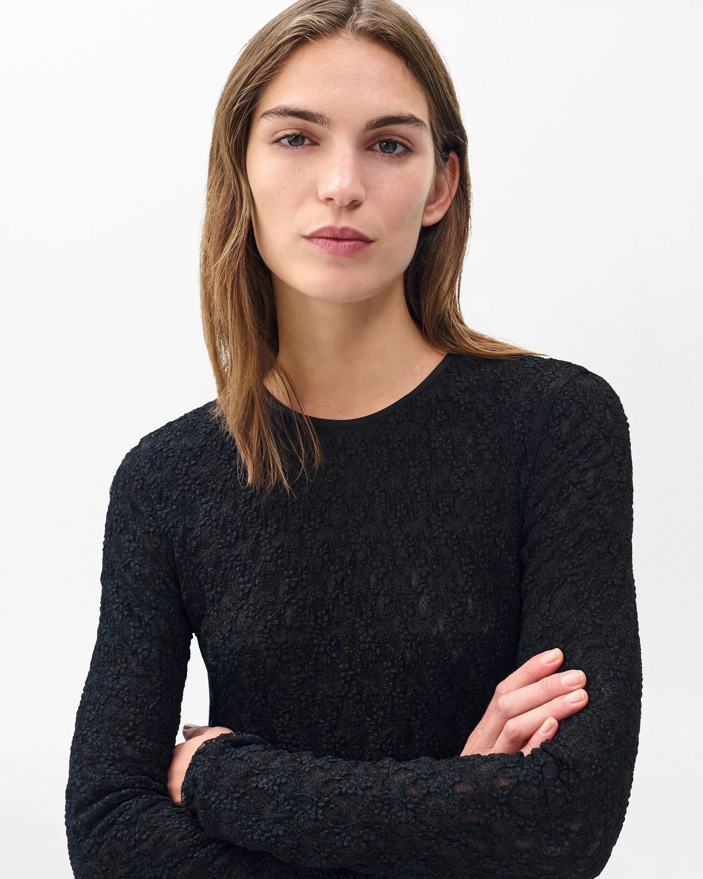 Compression Fit Technology UV Protection Enhanced Ellie Lace Tee Black