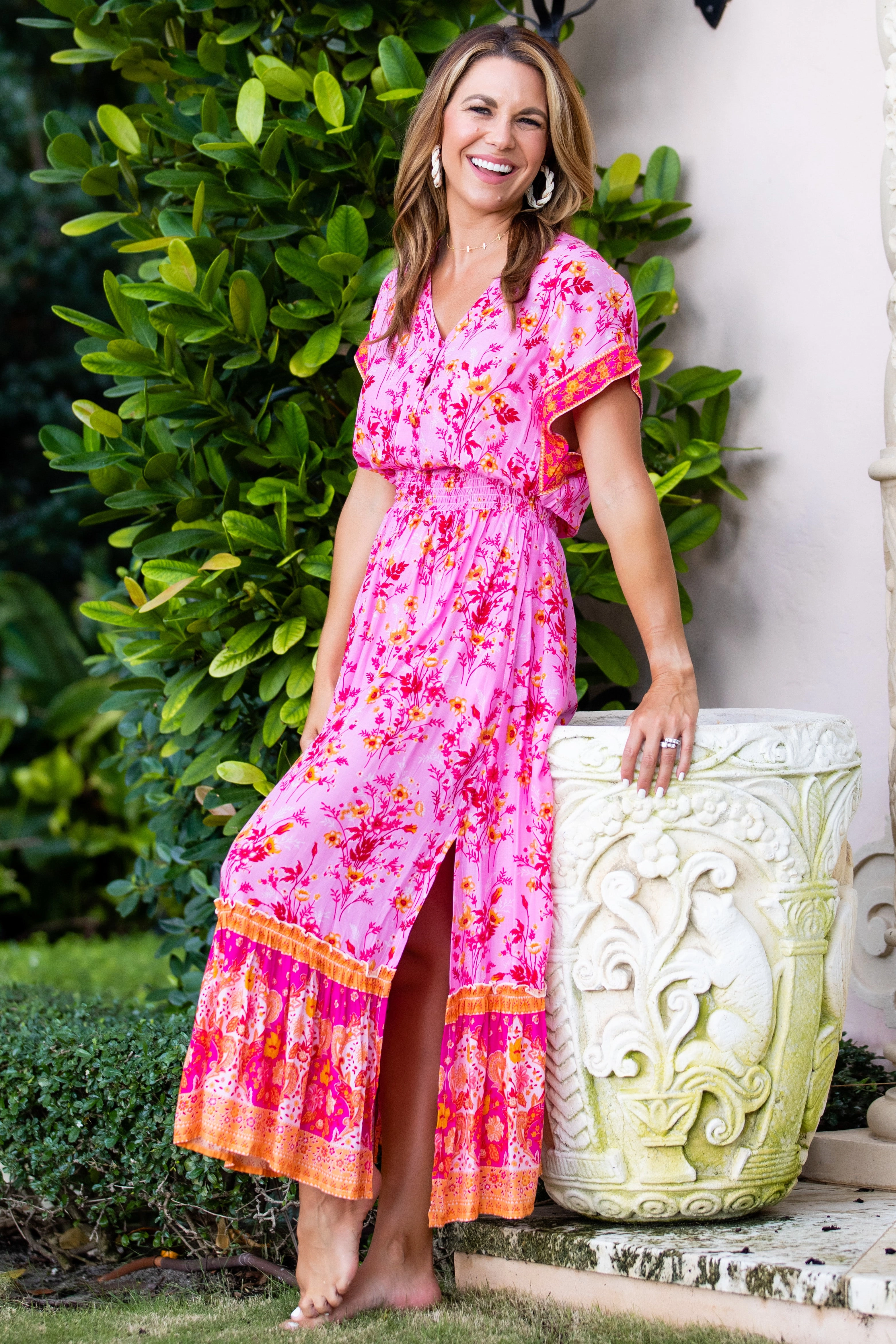 Vibrant pattern Comfortable fit dress Alison Dress / Hot Pink