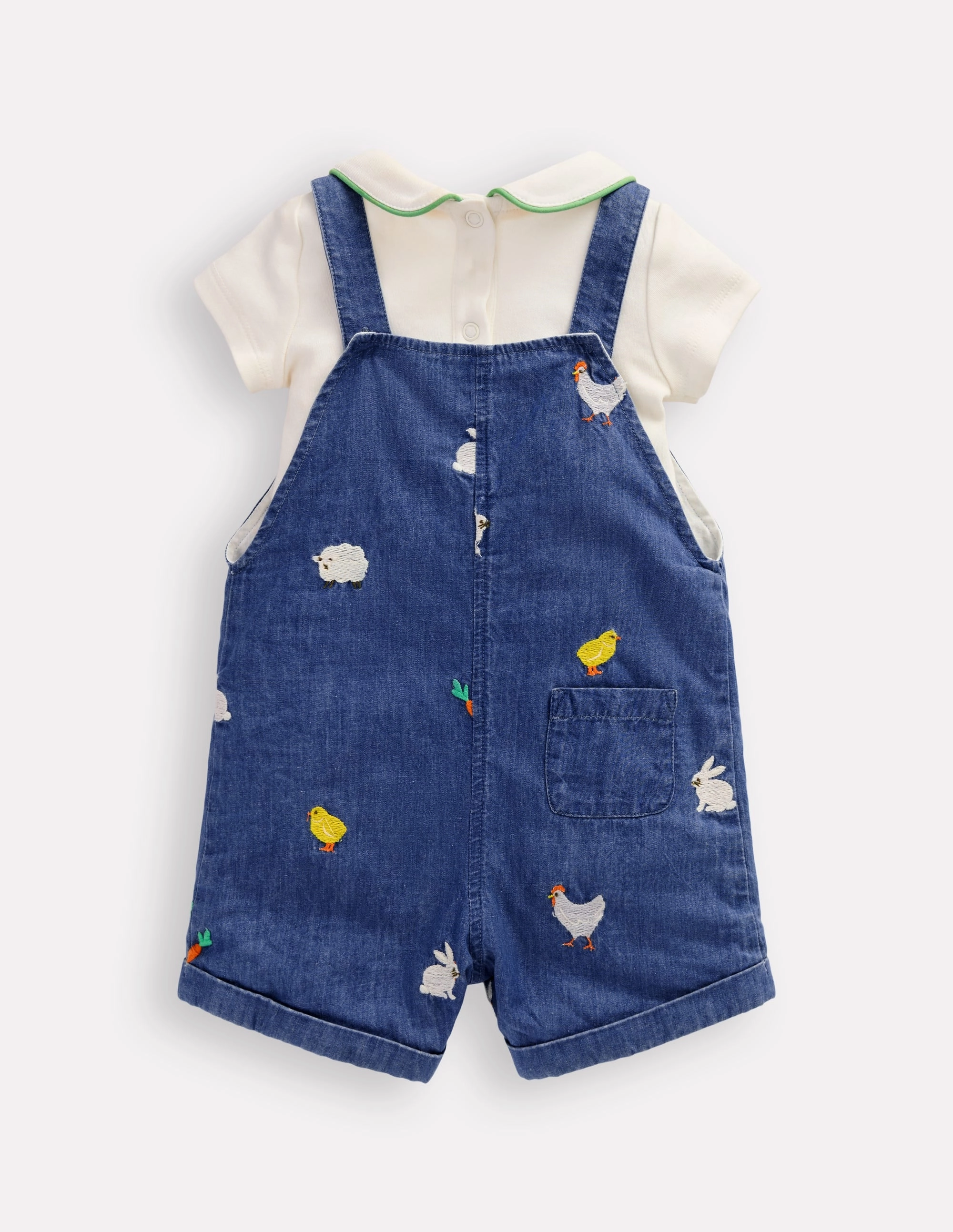 Embroidered Dungaree Set-Denim Easter Embroidery Breathable Men Shopping Comfy