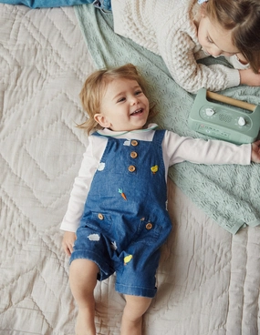 New Fine Embroidered Dungaree Set-Denim Easter Embroidery