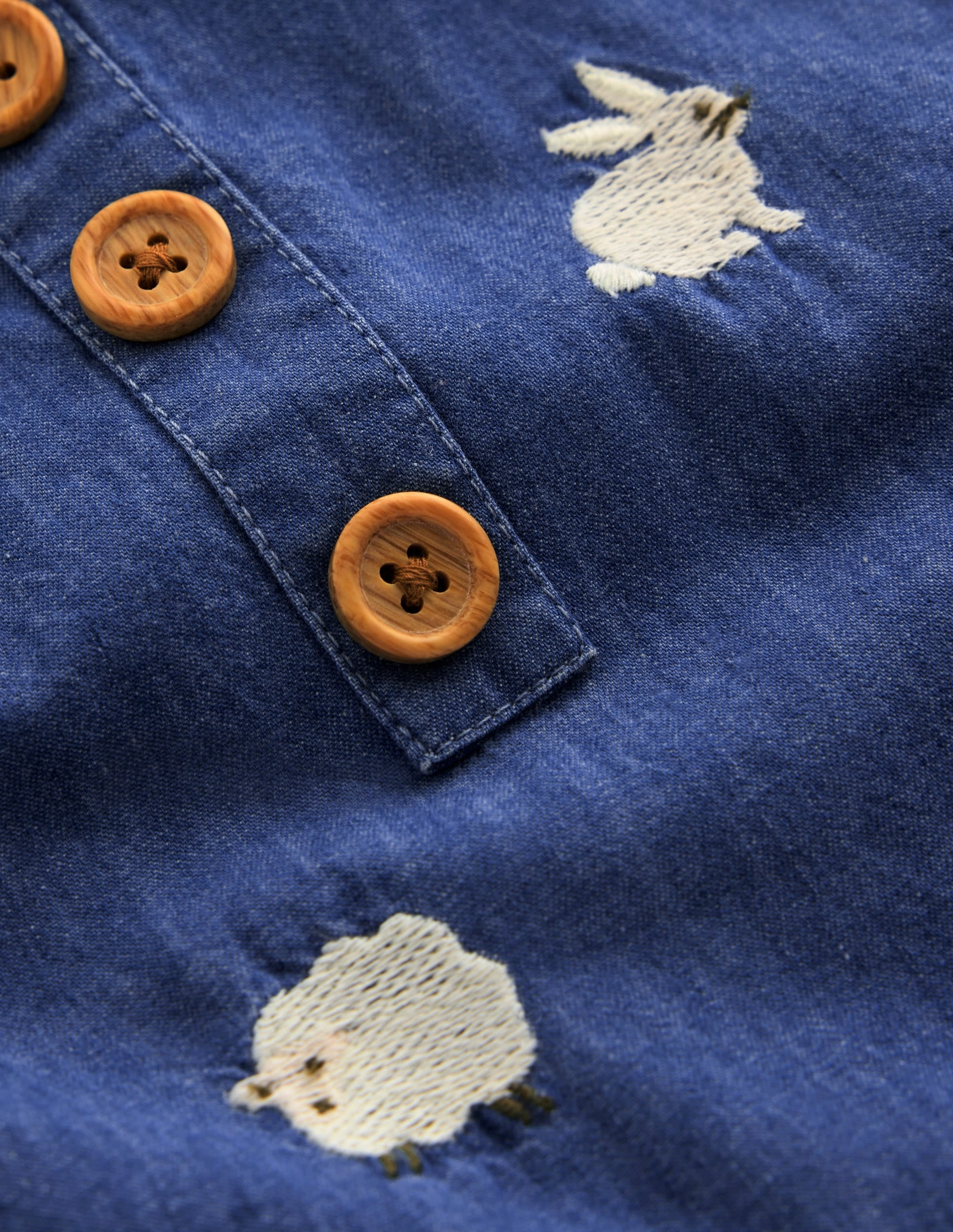 Smart Vintage Embroidered Dungaree Set-Denim Easter Embroidery