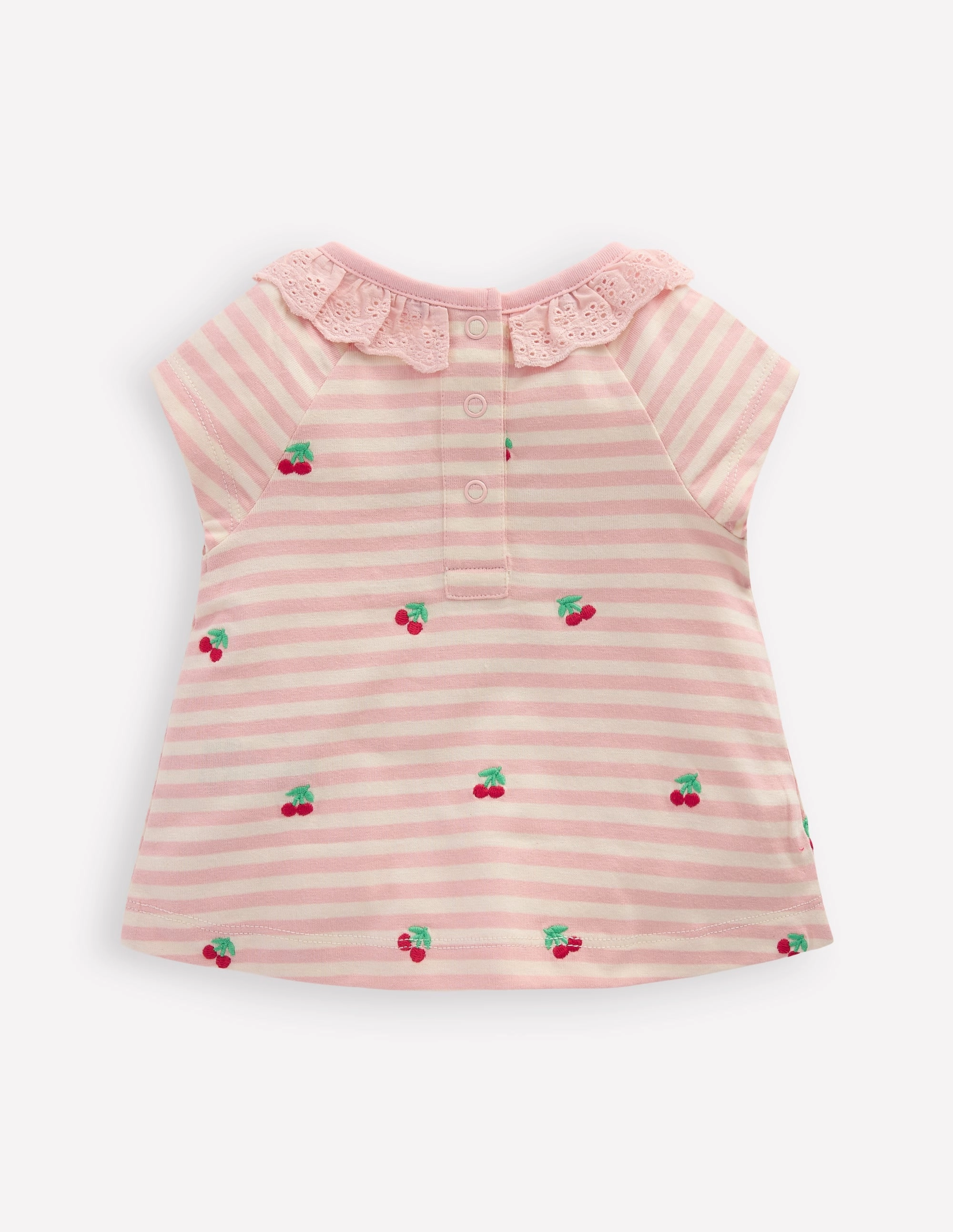 Embroidered Jersey Top-Soft Ivory/ Chalk Pink AntiPill Surface Soft Touch