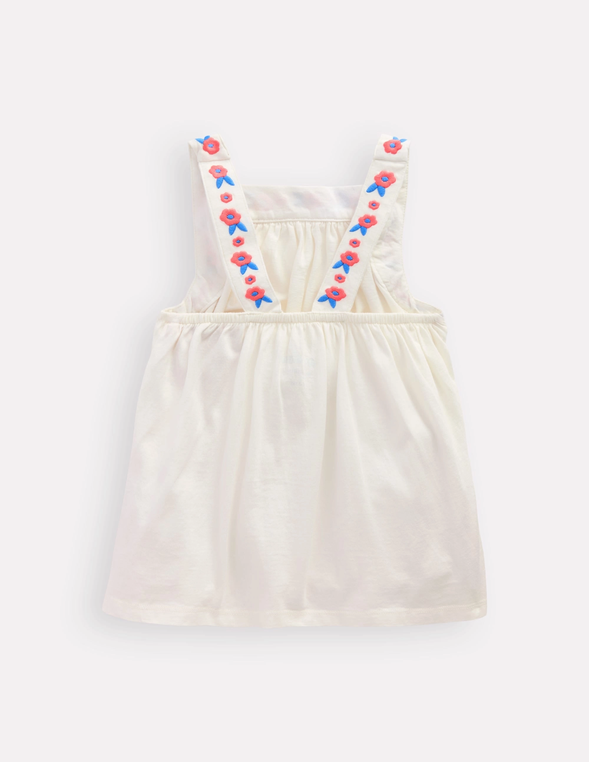 Embroidered Sleeveless Top-Soft Ivory High Stretch Fabric