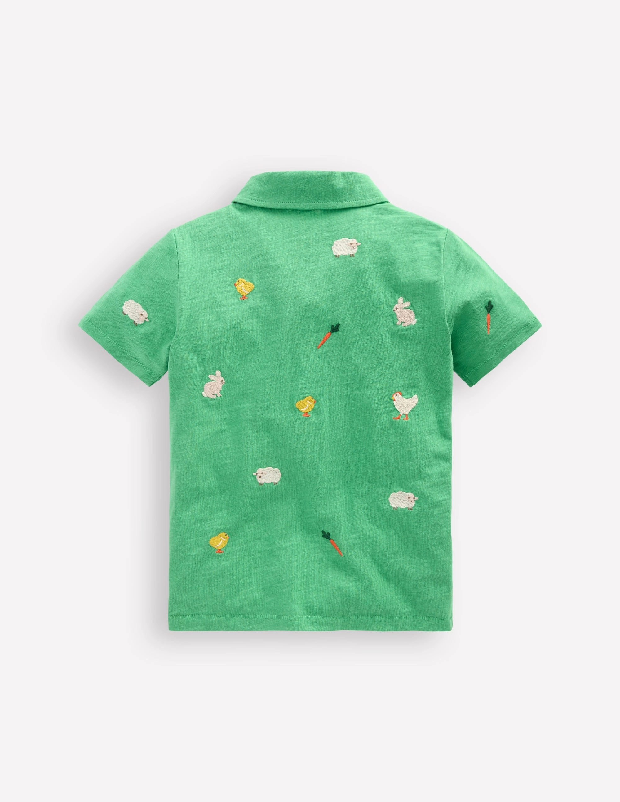 AntiStaticFinish ZeroWasteProduction Embroidered Slub Polo Shirt-Easter Multi Embroidery