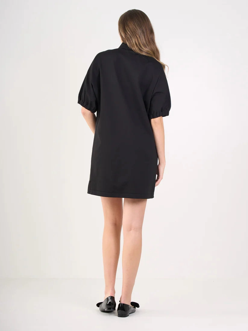 Emily Mccarthy Poppy Dress in Black Cotton Poplin Feminine Design