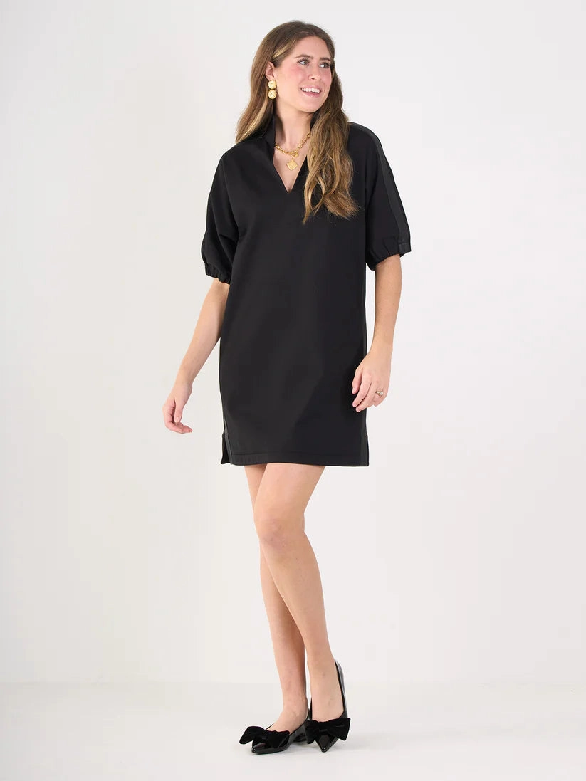 Emily Mccarthy Poppy Dress in Black Cotton Poplin Outdoor Ready