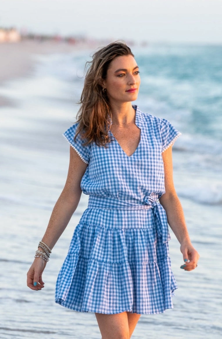 Emma Dress / Blue Gingham Timeless slip dress Waist Seam
