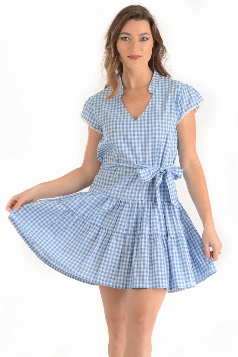 Hidden Zipper Effortless weekend dress Emma Dress / Blue Gingham