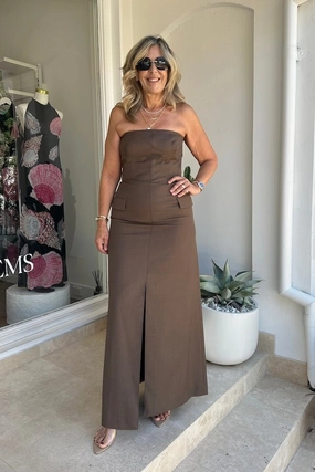 Emmett Dress Coffee Cool Drape