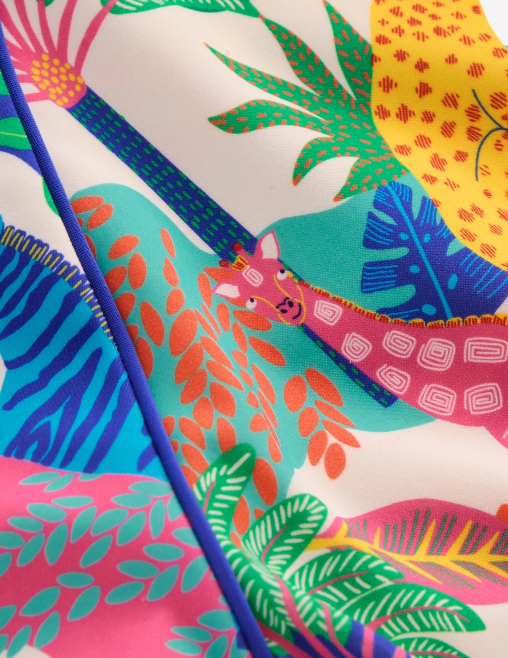 Sun Safe Patterned Rash Vest-Soft Ivory Multi Jungle wrinkle free