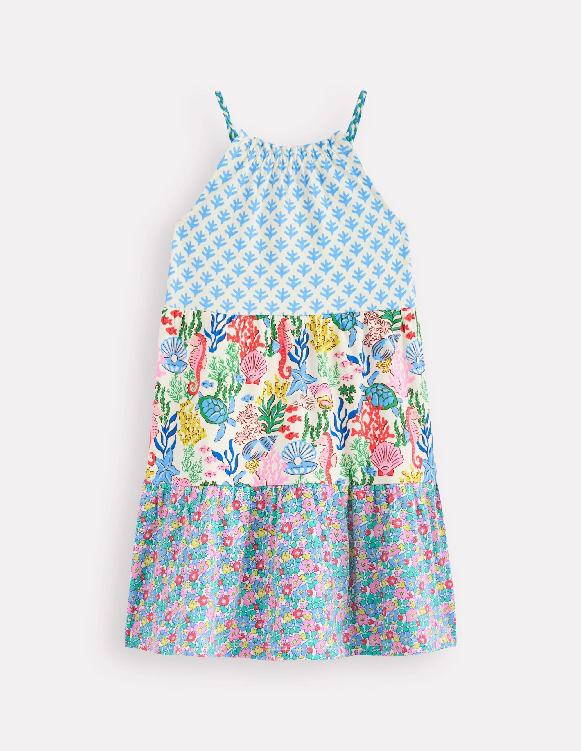 Enola Hotchpotch Jersey Dress-Multi Flowerbed Coffee Break Mood Booster