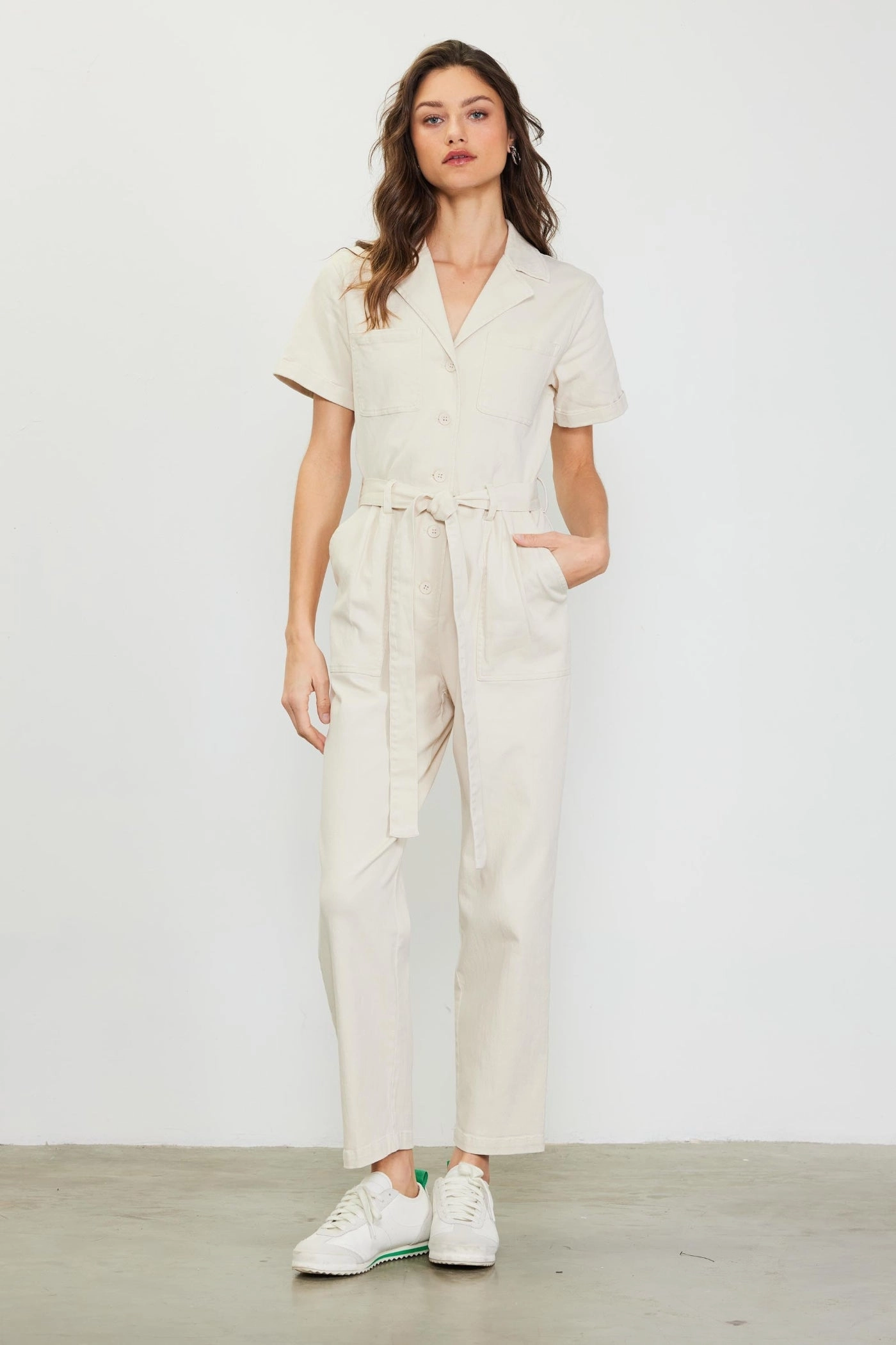 SIENNA SHORT SLEEVE UTILITY JUMPSUIT Flexible Holiday Casual Retro