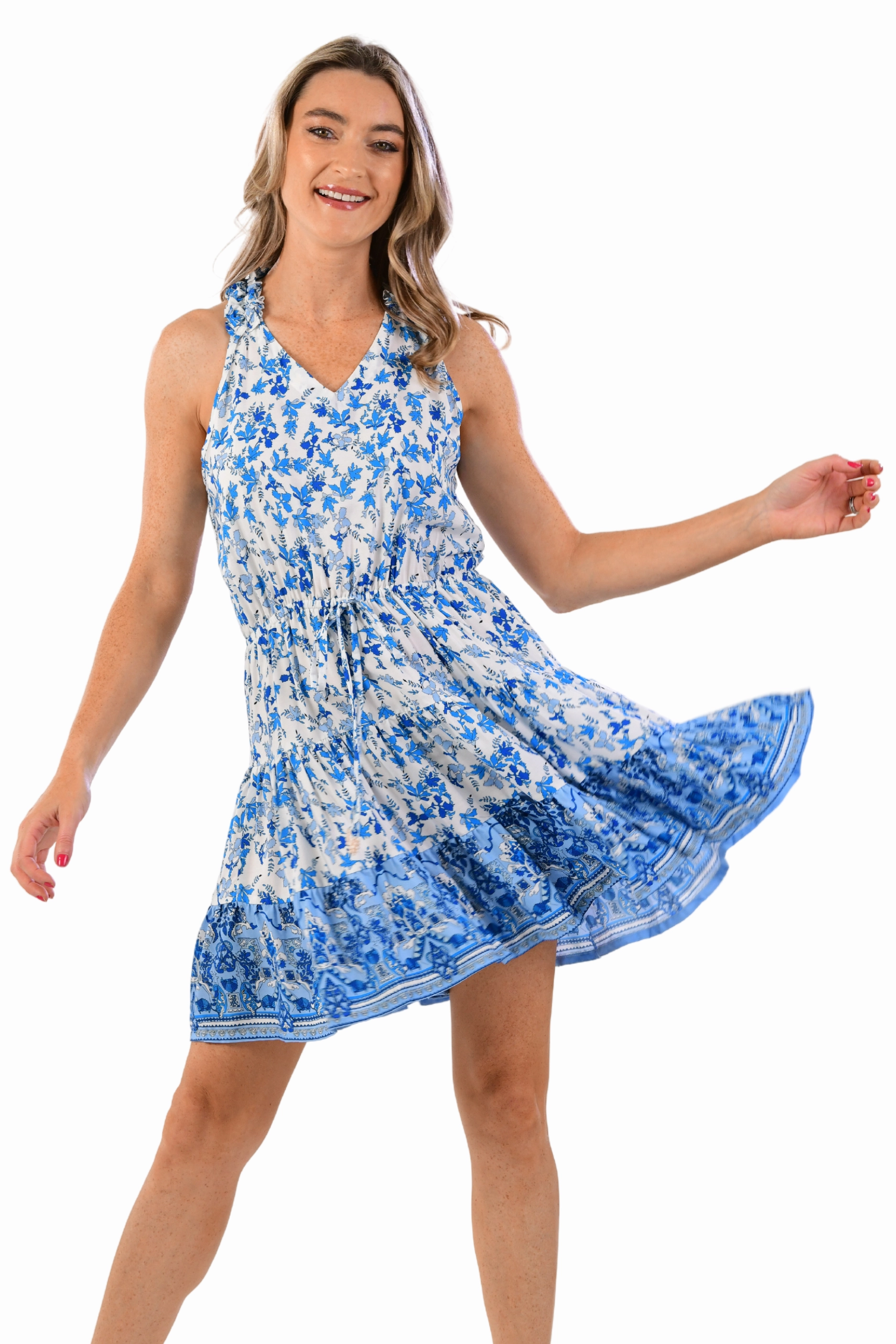 Young Edge Caitlin Dress / Cobalt Floral