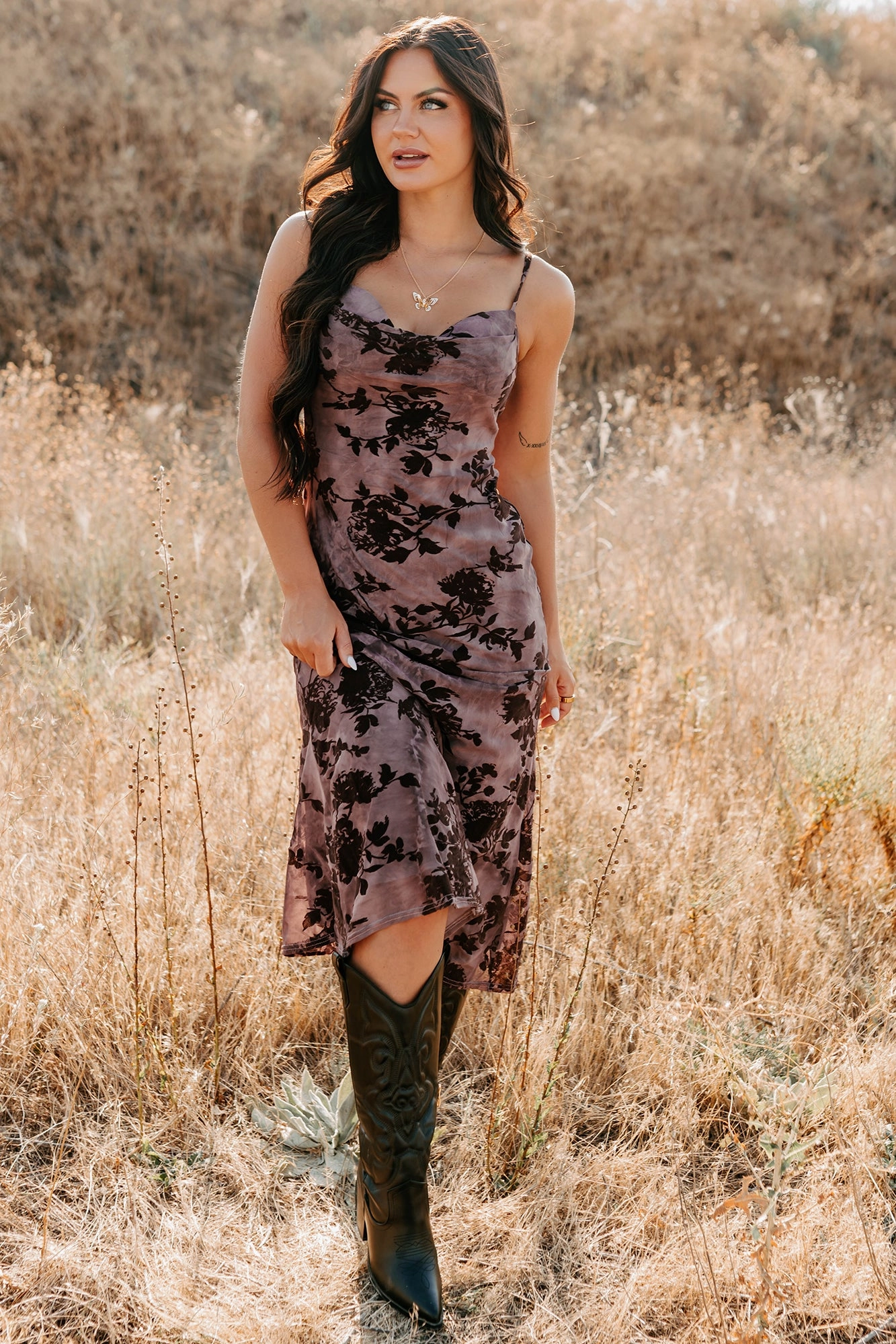 Everlasting Love Floral Mesh Midi Dress (Wine) NoiseFreeFabric Vibrant Form