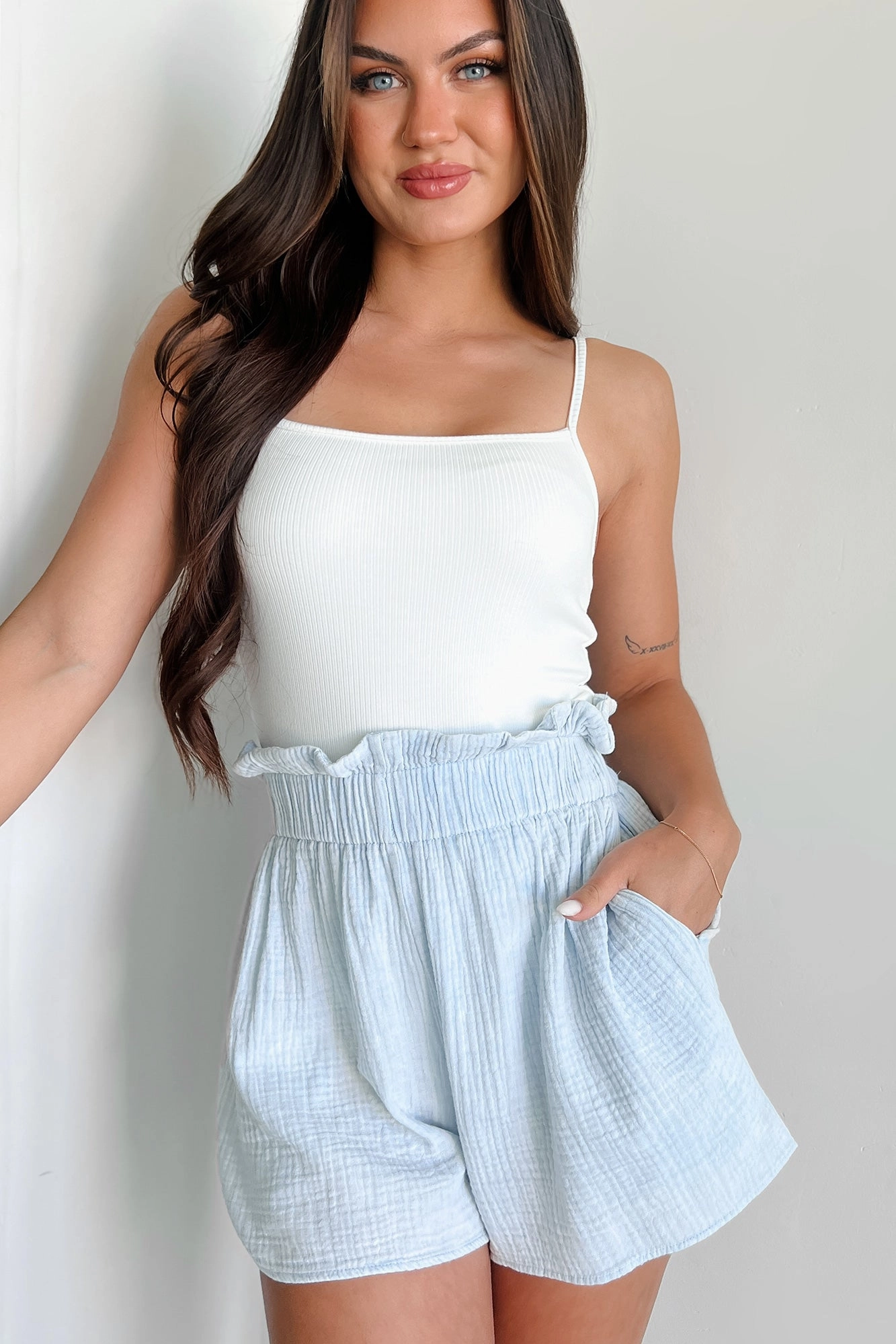 NonIrritating Seams UV Protective Layer Everyday Joy Ribbed Cami Bodysuit (Off White)