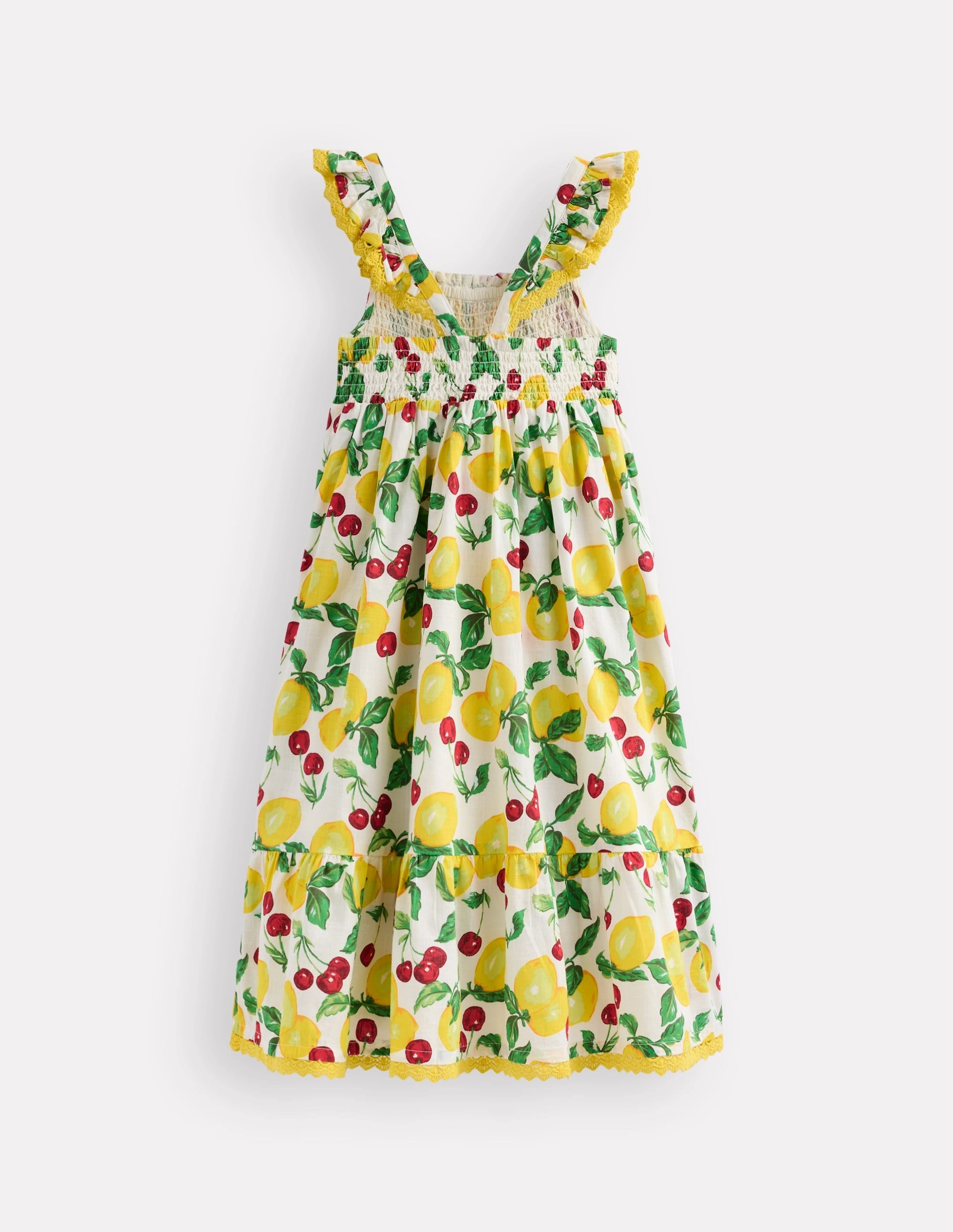 Comfy Look Luella Frill Maxi Sundress-Ivory Lemons and Cherries