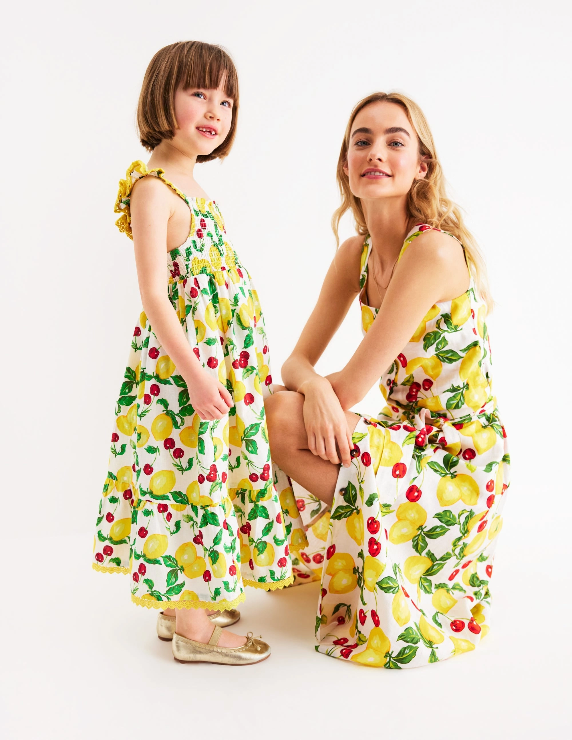 Luella Frill Maxi Sundress-Ivory Lemons and Cherries Light Wear Tall Girl
