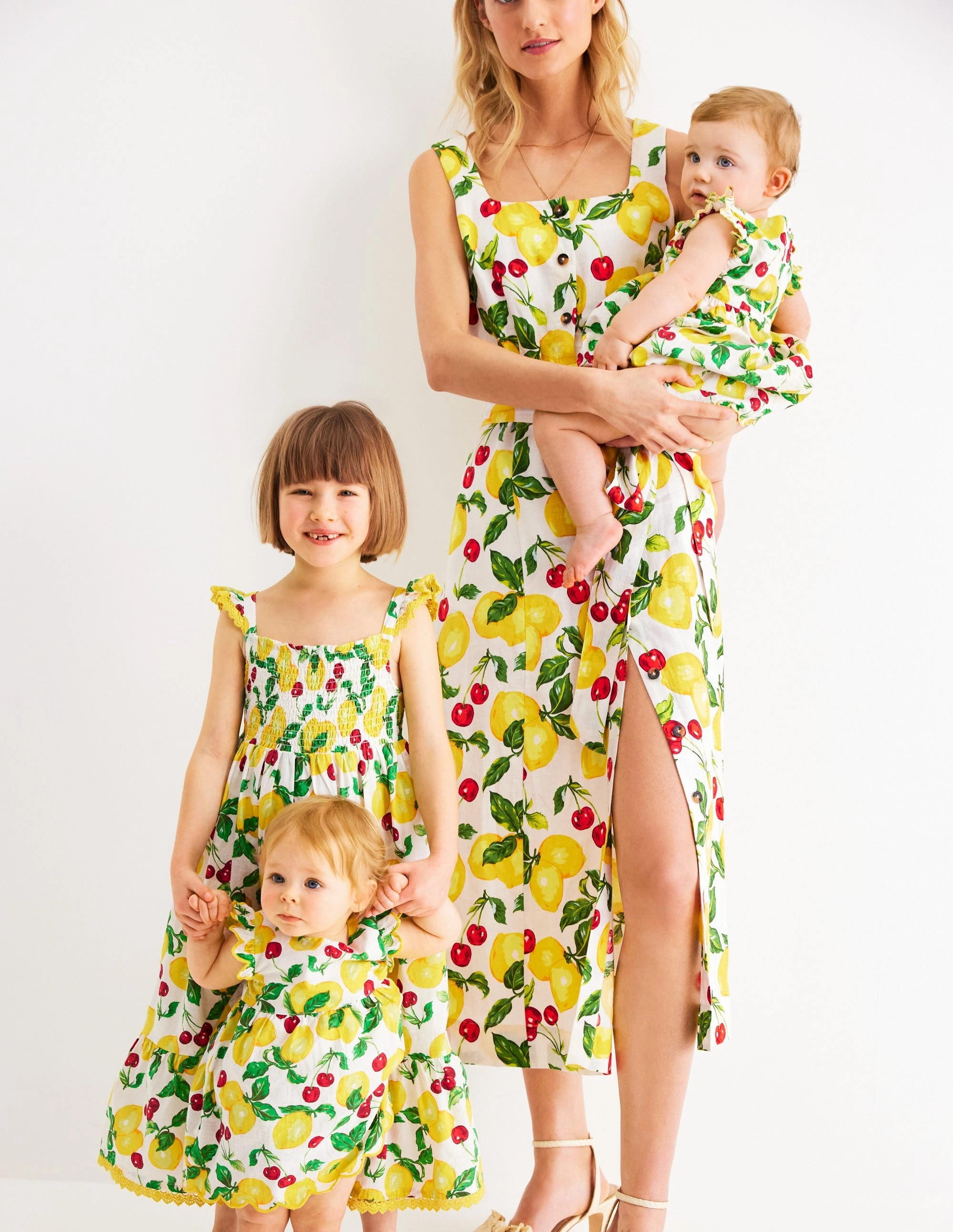 Luella Frill Maxi Sundress-Ivory Lemons and Cherries Dreamy Flow Geometric-pattern