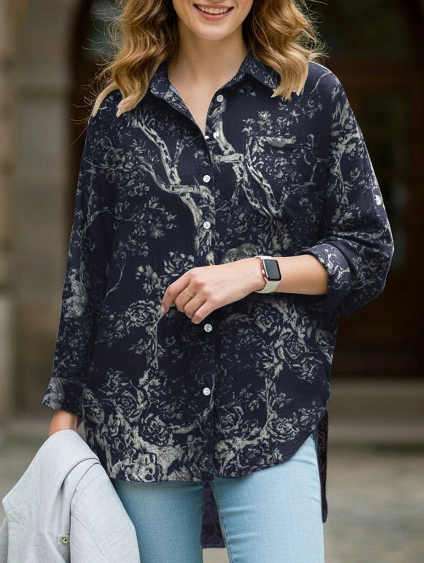 Digital Printed Casual Irregular Shirt TaglessNecklineComfort