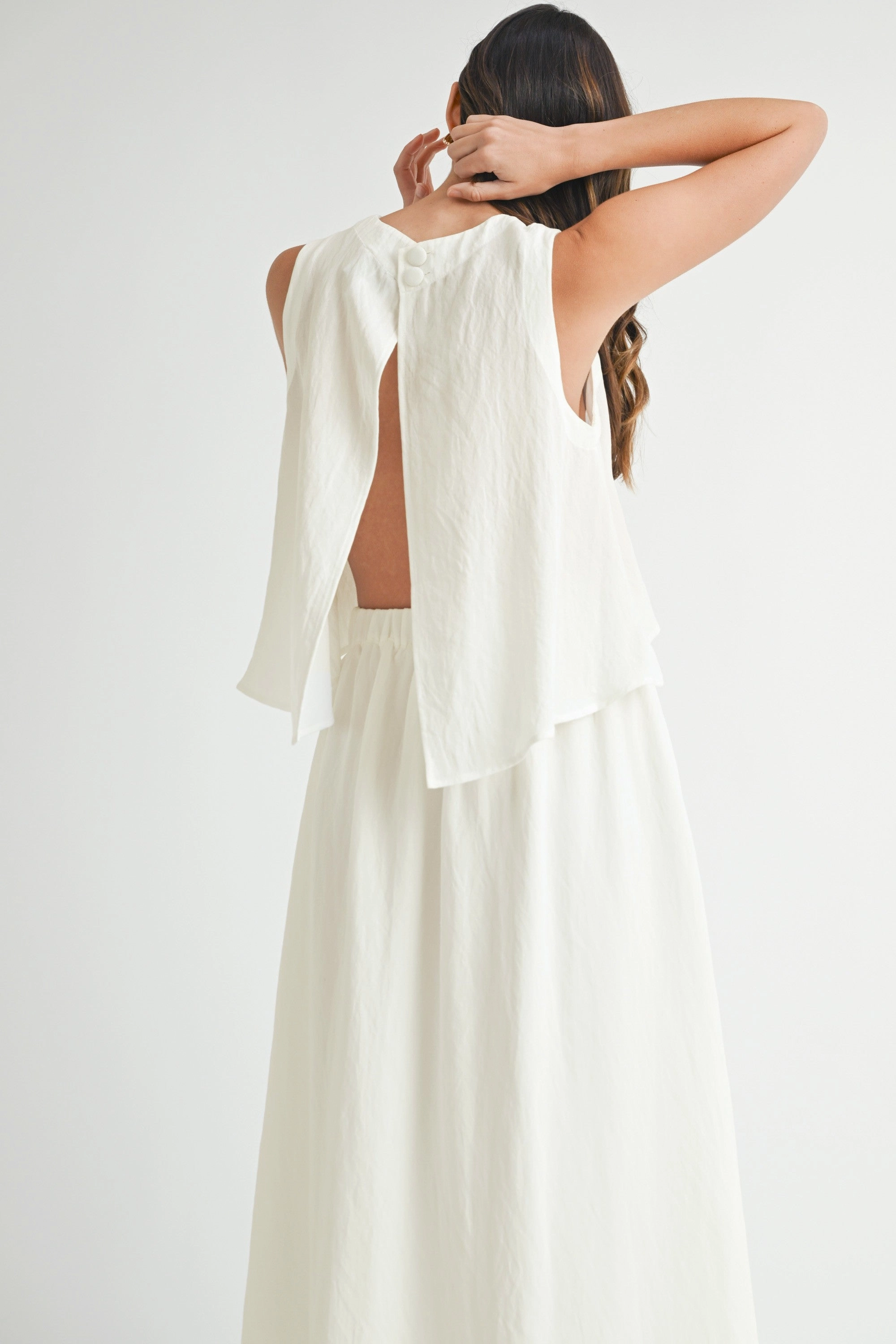 MARY WRINKLED FABRIC SWING TOP Breathable Mesh Back