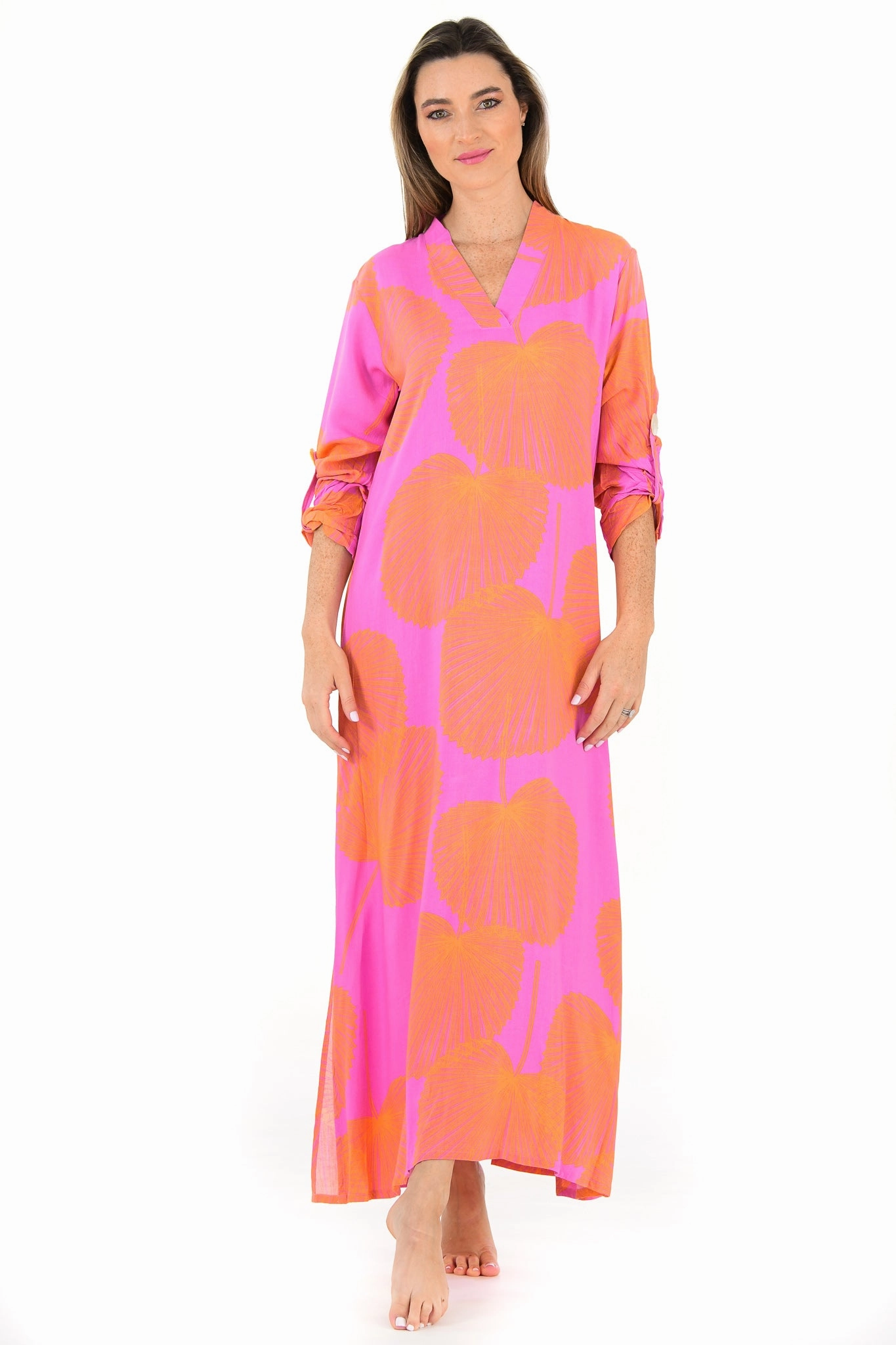 Exuma Kaftan / Magenta Fan Coral Crisp Finish Stylish Line