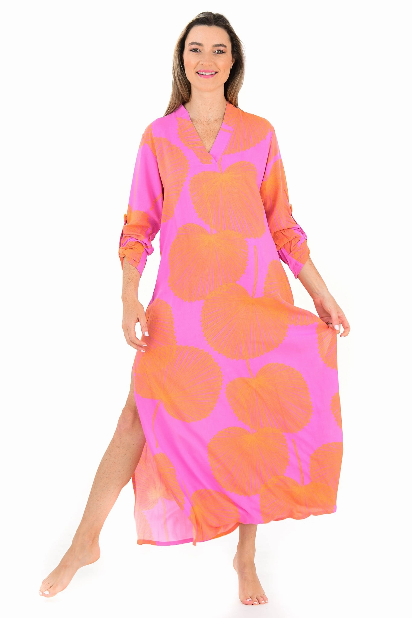 Seasonal Wear Exuma Kaftan / Magenta Fan Coral