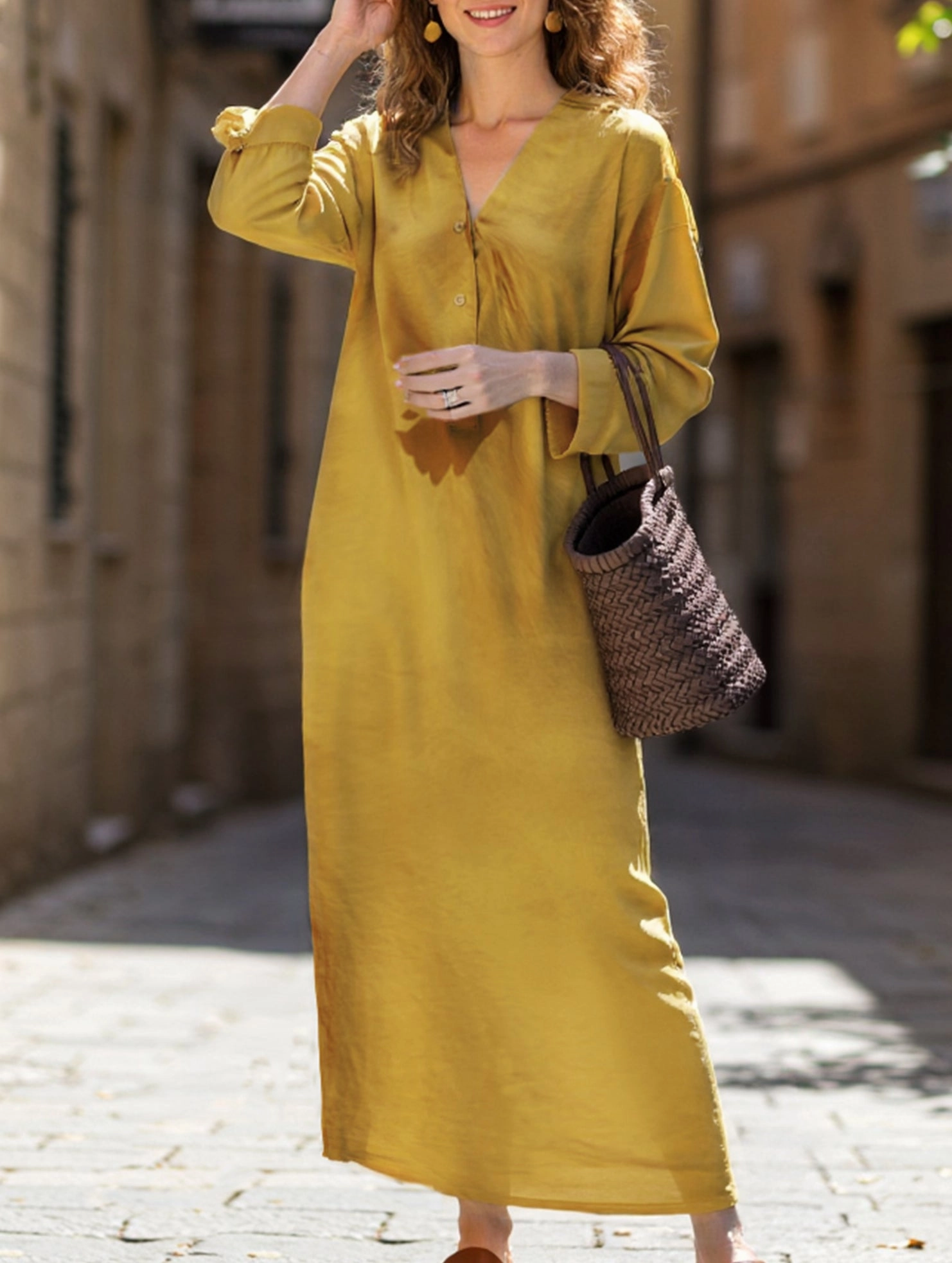Refined Feel everyday elegance Casual long-sleeved robes and dresses