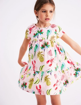 Modern Form Pose Glow Ariel Twirly Jersey Dress-Chalk Pink Tropical Print