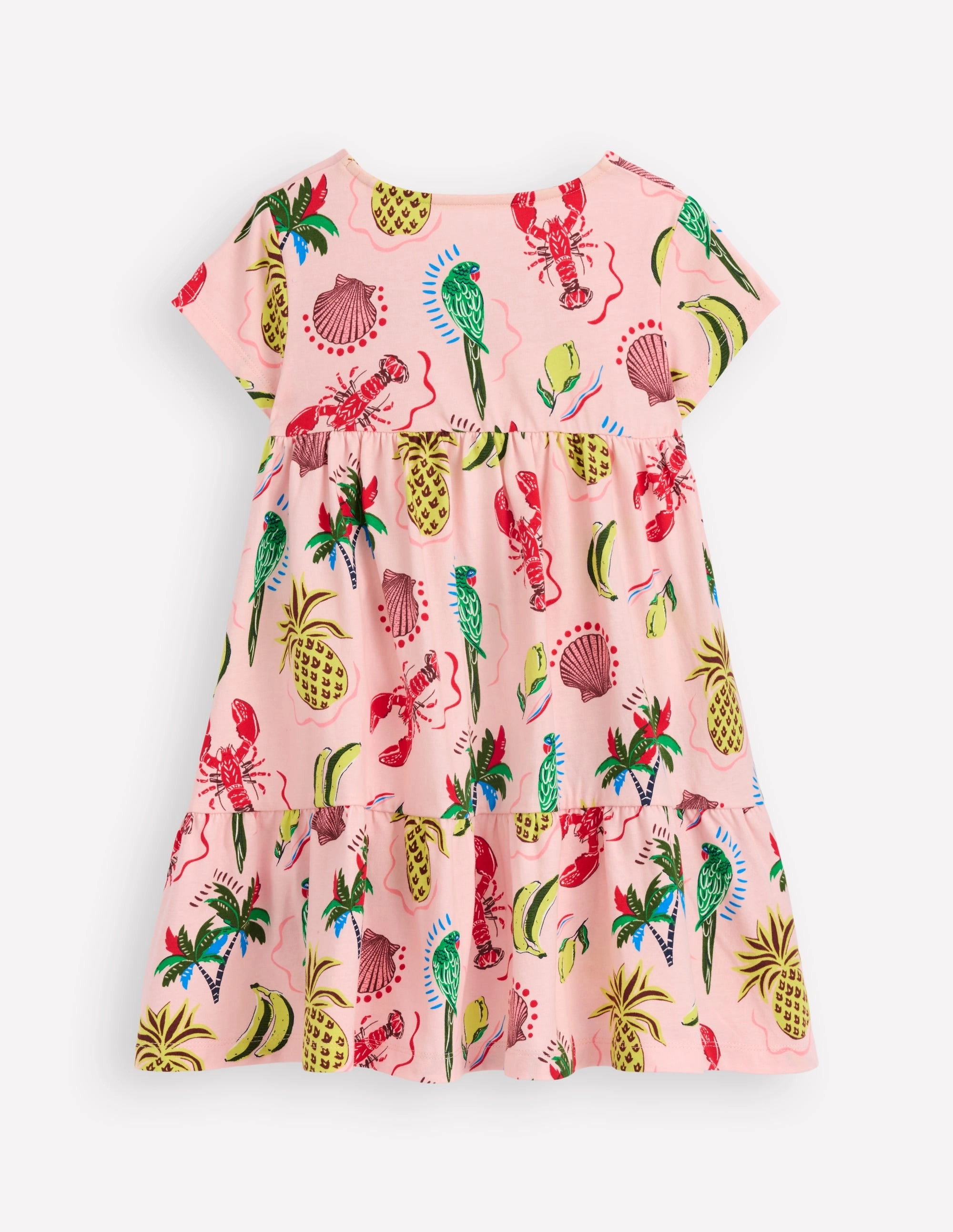 Ariel Twirly Jersey Dress-Chalk Pink Tropical Print Urban Chic Pleated-Texture