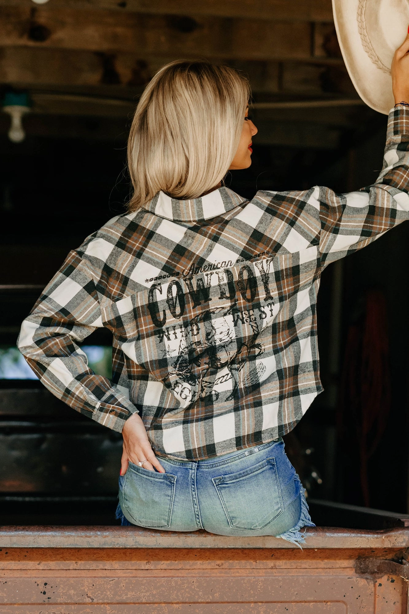 Organic Cotton Blend Durable Color Retention Dont Wait Up Plaid Long Sleeve Shirt (Ivory/Brown)