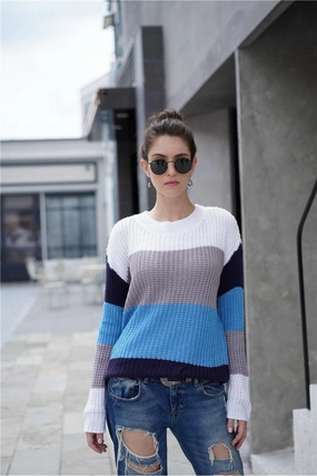 ArticulatedElbowShaping Raglan Sleeve MULTI COLOR SWEATER