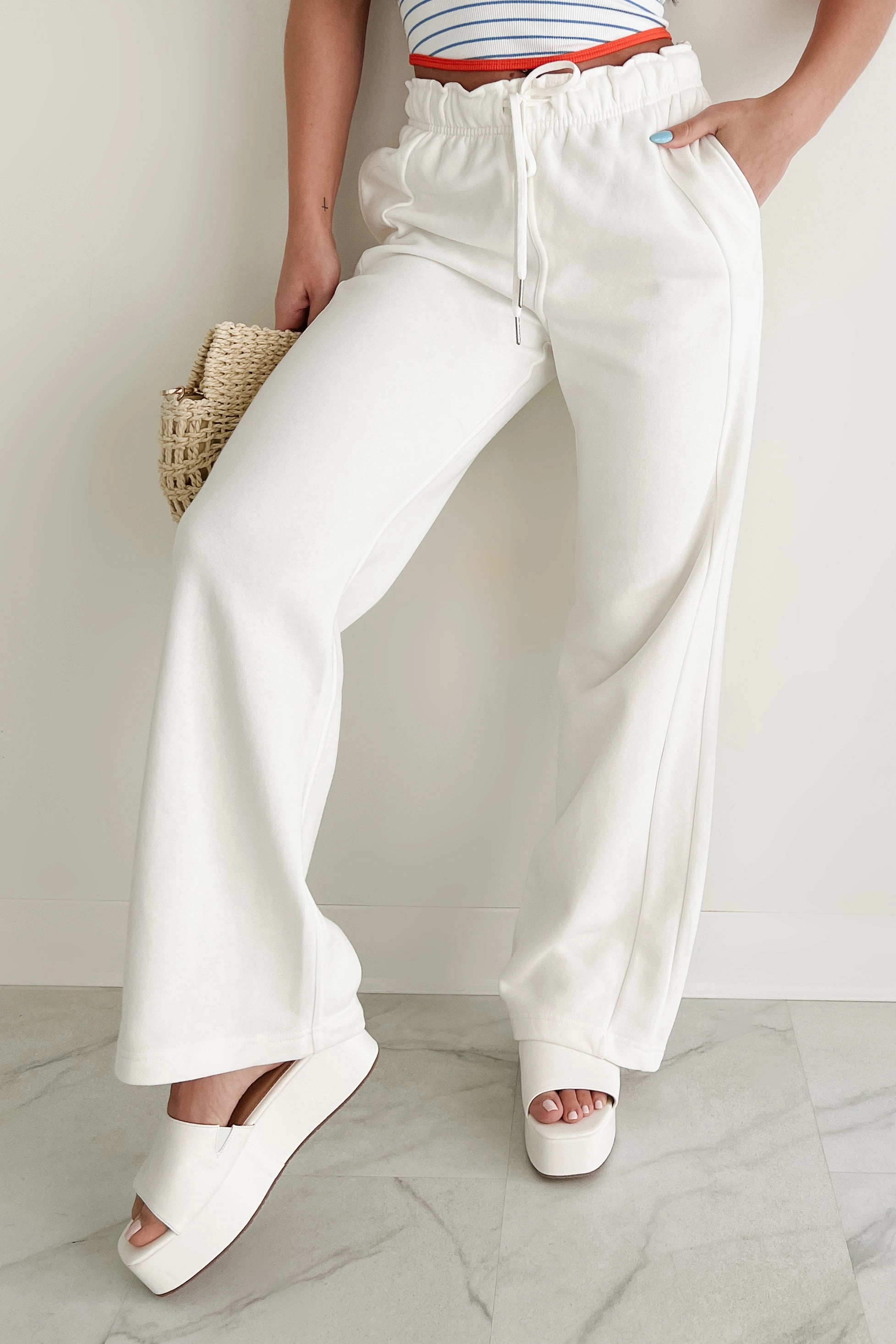 Fading From Memory Drawstring Tie Sweatpants (Off White) OdorResistant Finish