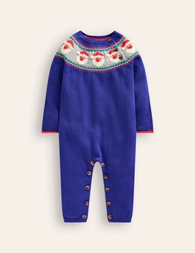 Active Teen Luxury Music Fair Isle Knitted Romper-Starboard Blue Fair Isle