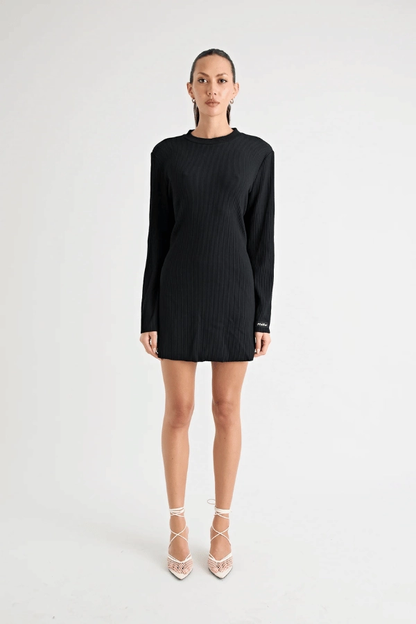 Fairbank Rib Dress Black Color-Blocked Subtle Comfort