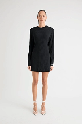 Fairbank Rib Dress Black Color-Blocked Subtle Comfort