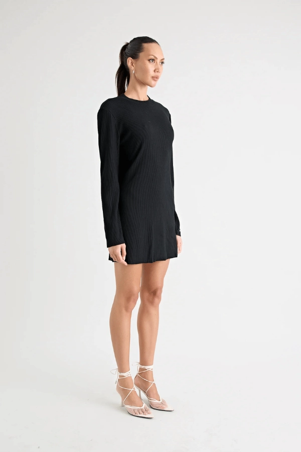 Lounge Moment Fairbank Rib Dress Black