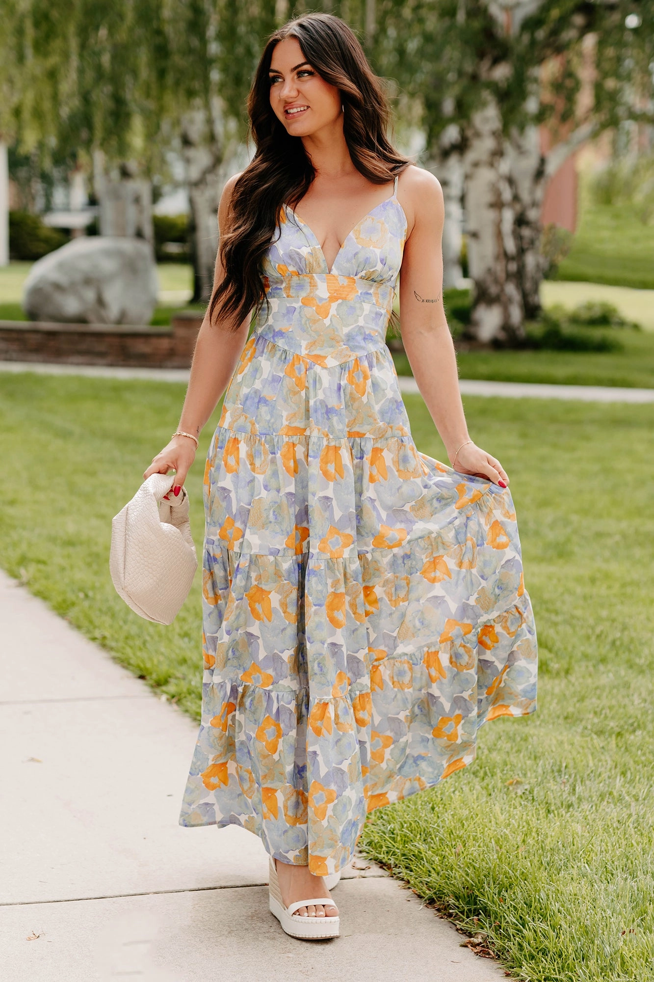 Travel Vibe Trendy Appeal Honey, Please Sleeveless Floral Maxi Dress (Peri Blue)