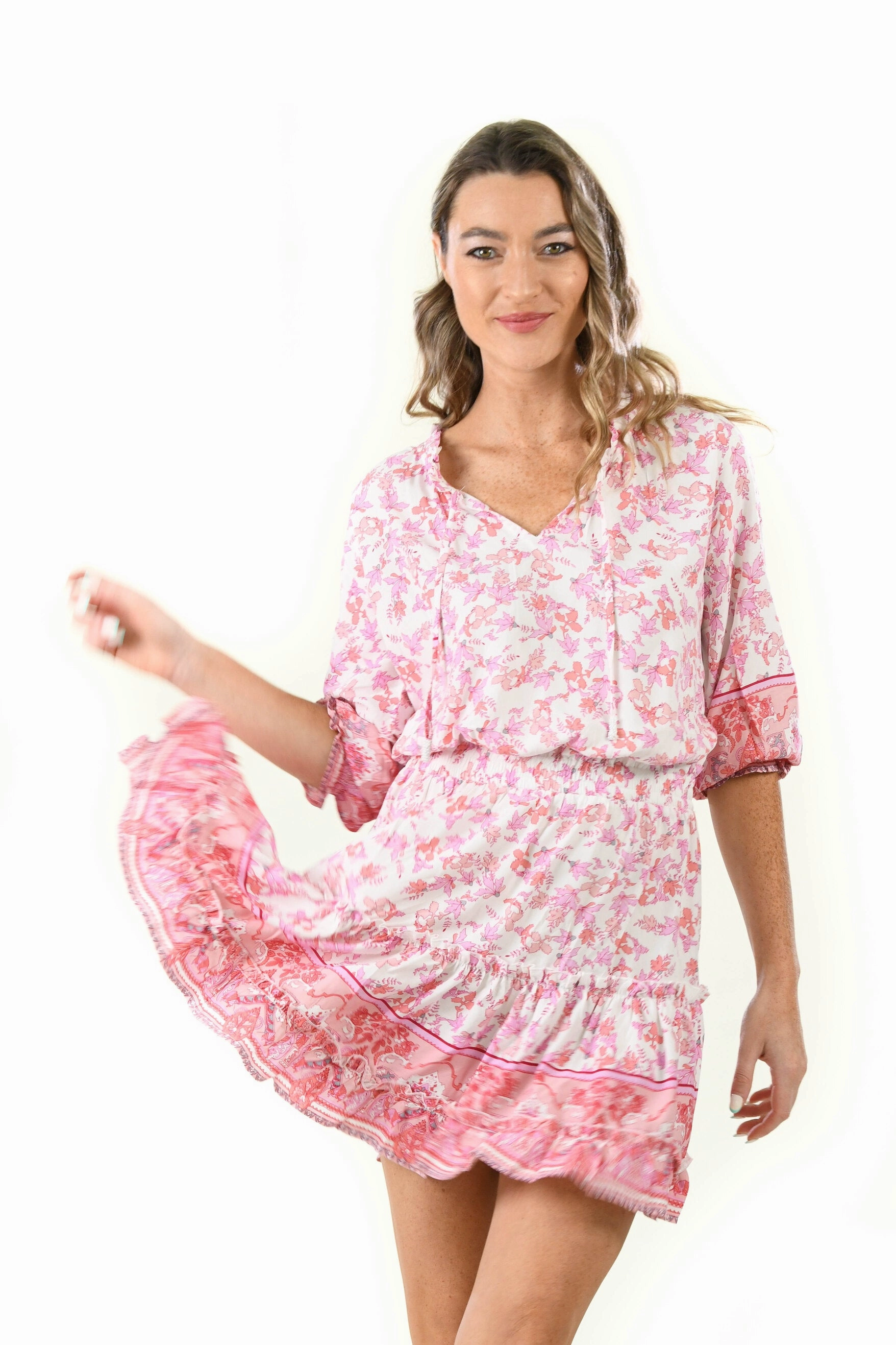 Ibiza Dress / Rouge Floral Functional Layer Flower Soft