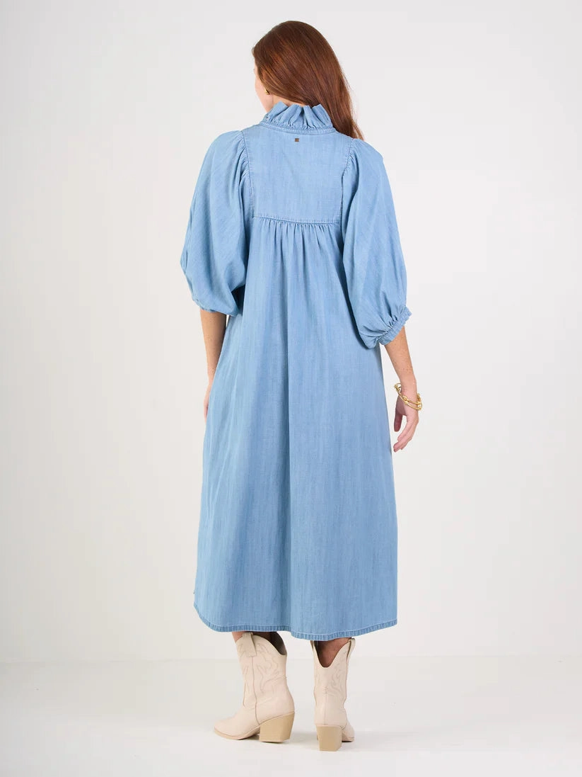 Emily Mccarthy Stella Midi Dress in Denim Music-Concert