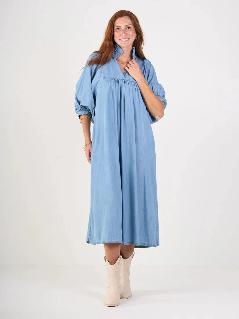 Balanced Look Emily Mccarthy Stella Midi Dress in Denim