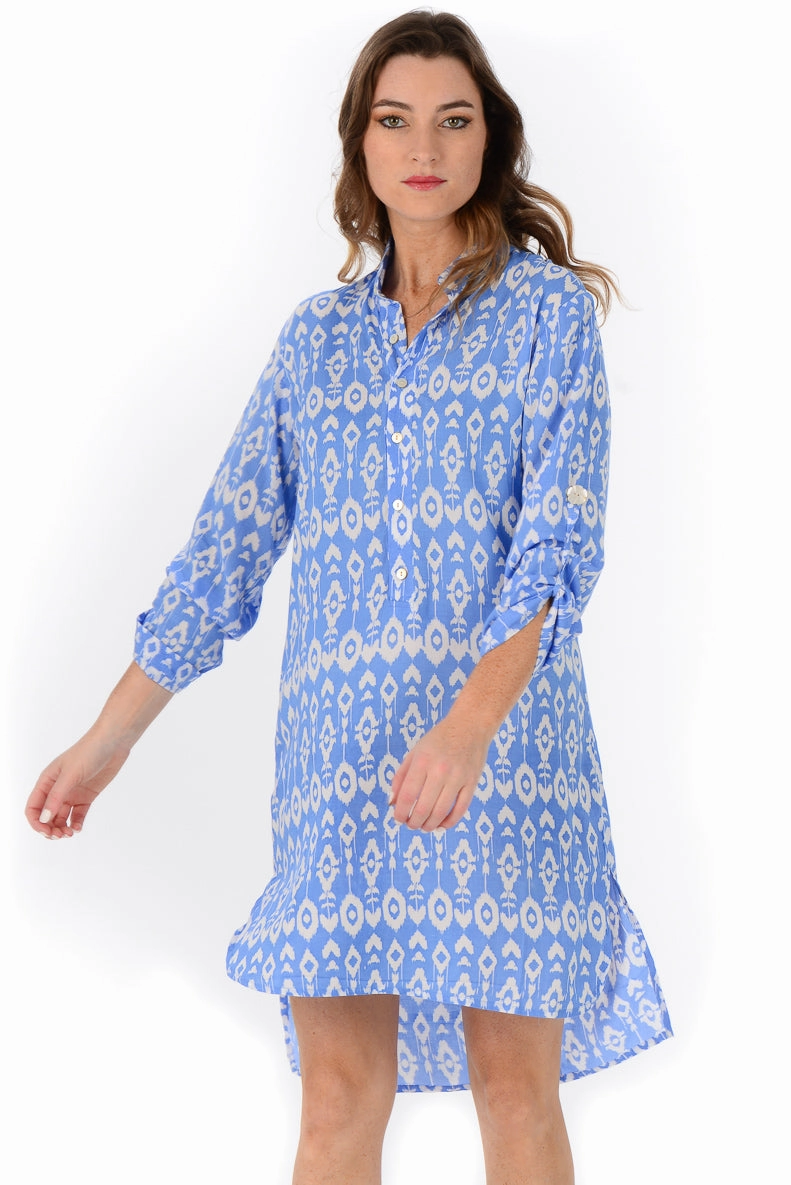 Winter Classic Maternity-Fit Day Tripper Dress / Periwinkle Ikat
