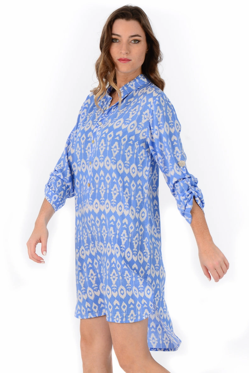 Day Tripper Dress / Periwinkle Ikat Travel Essential
