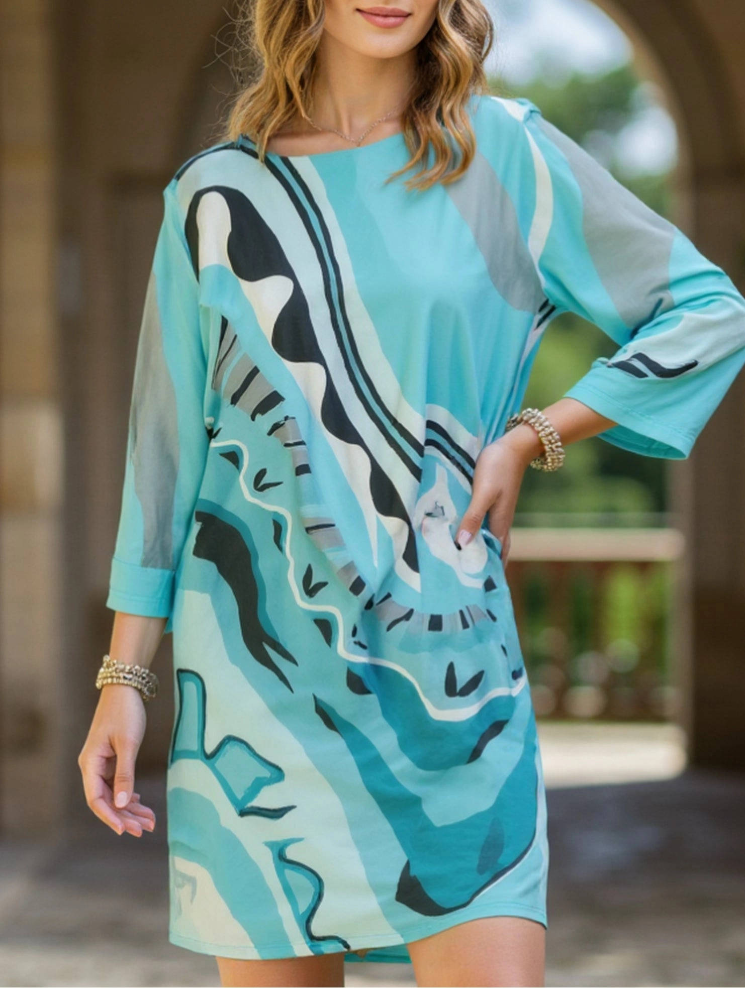 Flexible Comfort Travel Edge Fashionable casual round neck long sleeve dress