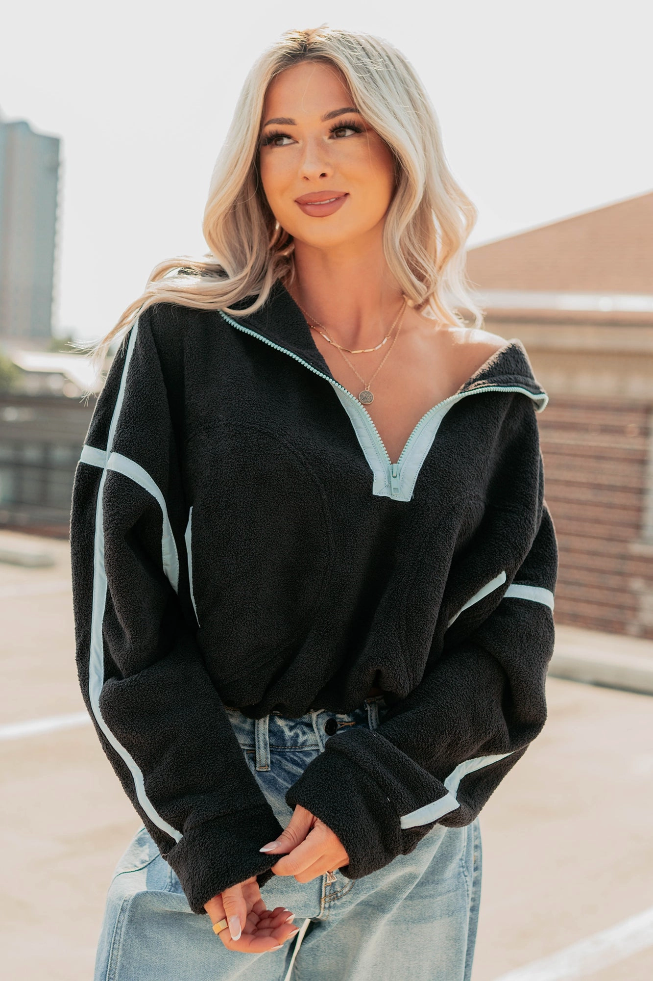 Simple Comfort Half-Zip Fleece Pullover (Black) WrinkleResistant