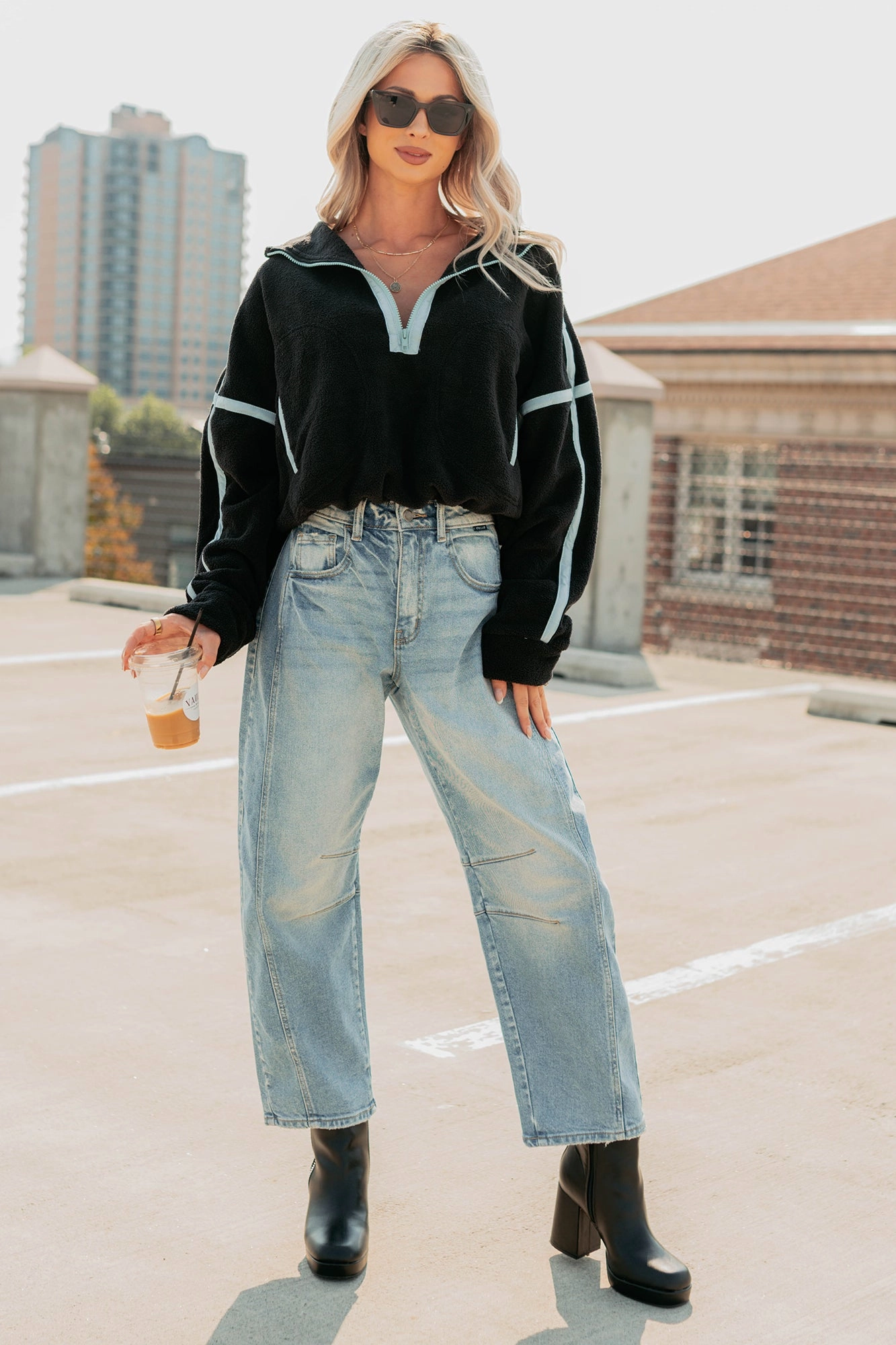 Simple Comfort Half-Zip Fleece Pullover (Black) StaticResistantFabric