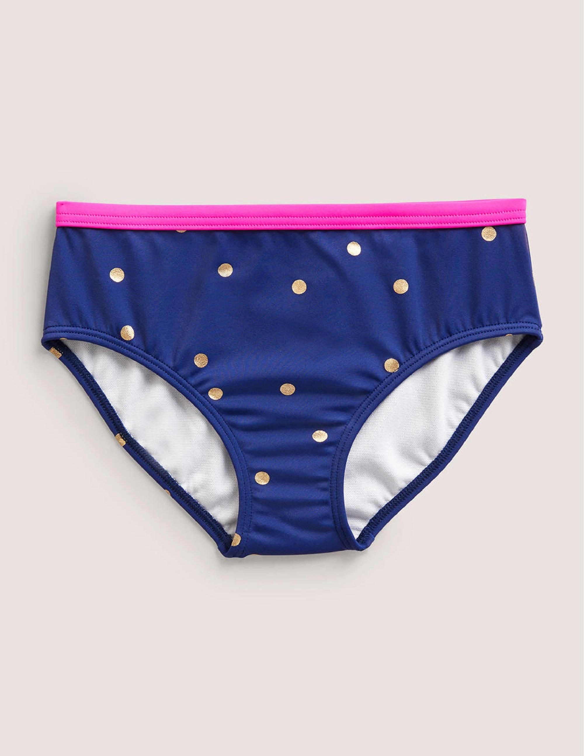 Patterned Bikini Bottoms-Harmony Blue Gold Spot Durable Material Tropical Prints