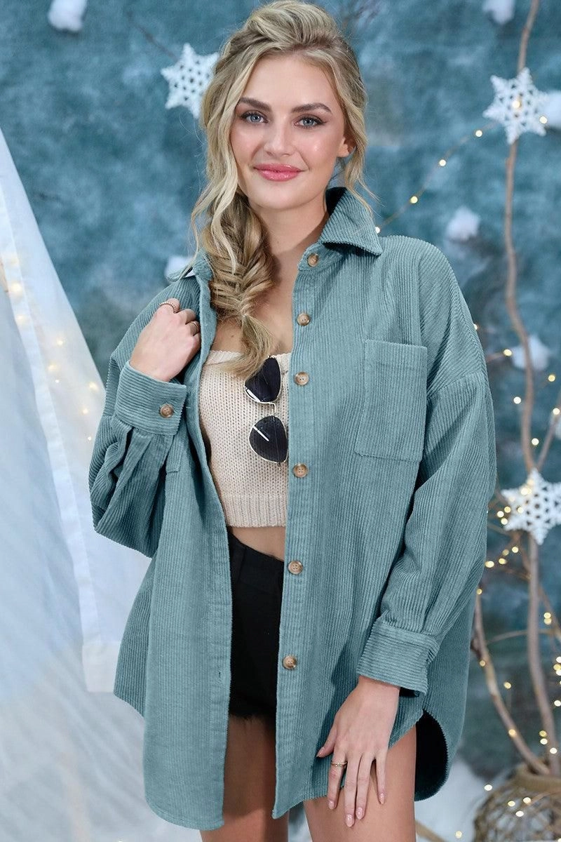 LOOSE FIT CORDUROY SHIRTS JACKET SHACKET Reflective Safety Trim TemperatureRegulating